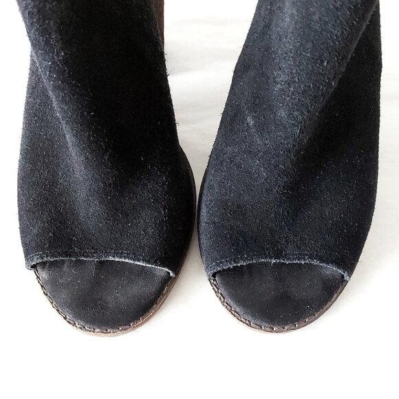 Lucky Brand Women Sandals Size 7.5 Black Open Slingback Peep Toe Comfy Booties - Picture 7 of 10